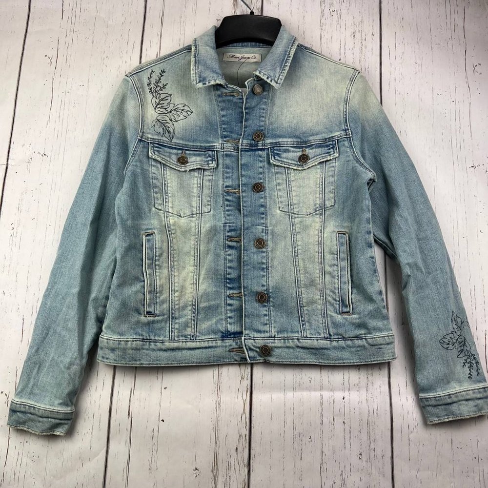 Mavi Small Printed Cropped Fit Mid Stretchable Denim Jeans Jacket Blue Women New